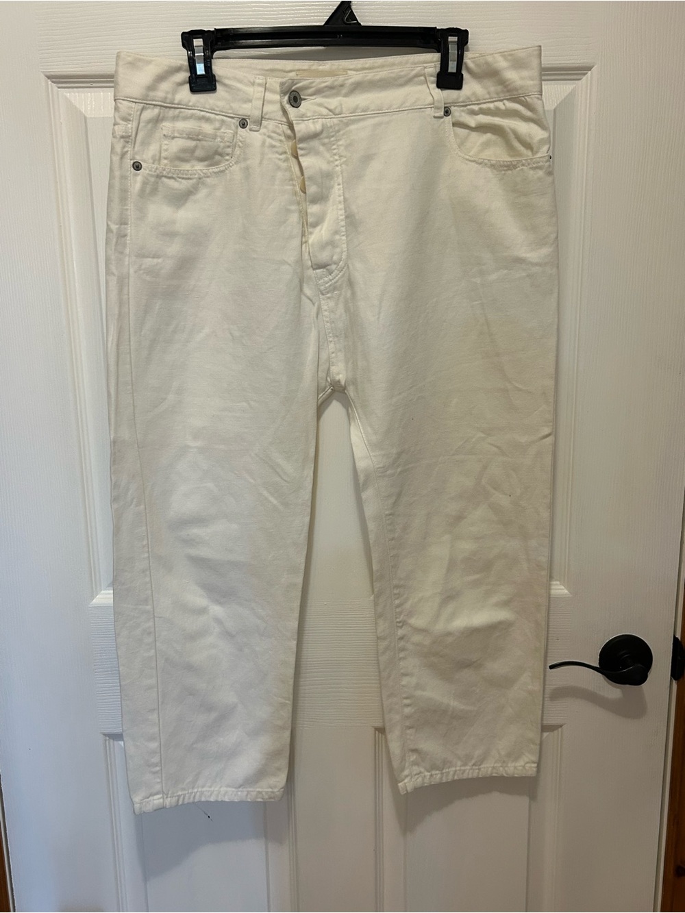 Nili Lotan Cotton-Linen Cream/White Cropped Pants